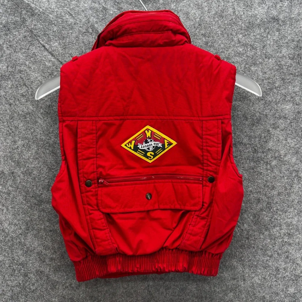 Vintage Kids London Fog Puffer Vest Size 7 Red High Altitude Patches‎ Retro 90s